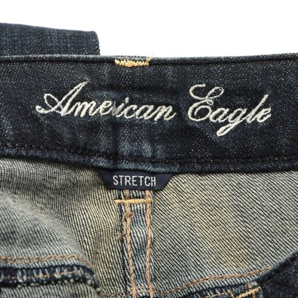 American Eagle Outfitters Hipster Flare Jeans Retro Lower Rise Dark Blue Denim 6 - Picture 9 of 9